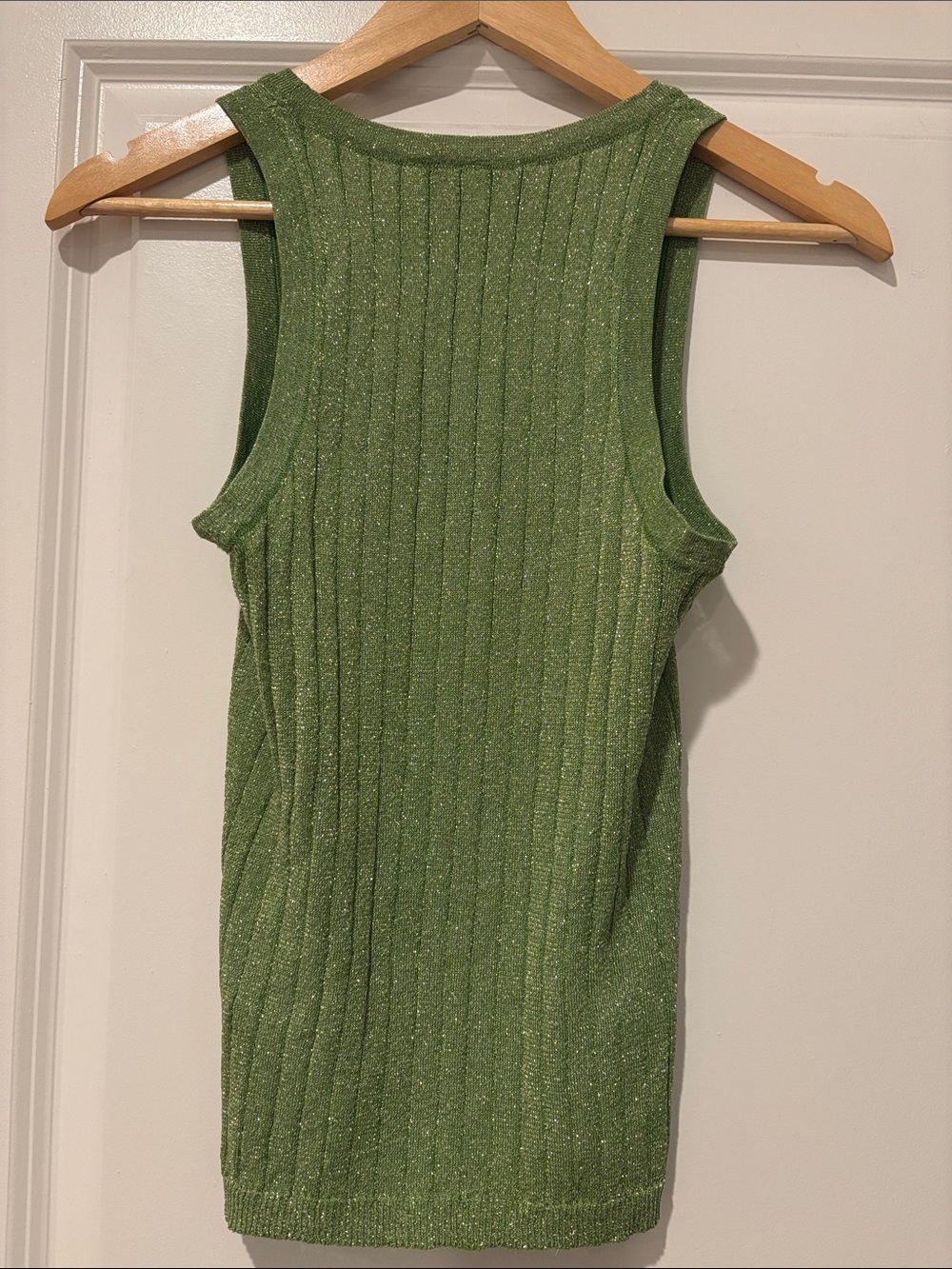 ZARA Olive Green Ribbed Metallic-Thread Tank - Picture 2 of 2